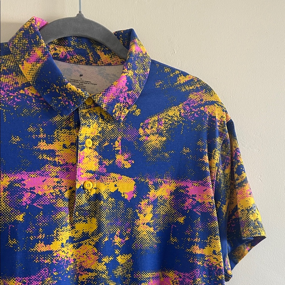 SIZE M | Men's Multicolor Abstract Print Shirt Golf Shirt - Picture 7 of 9